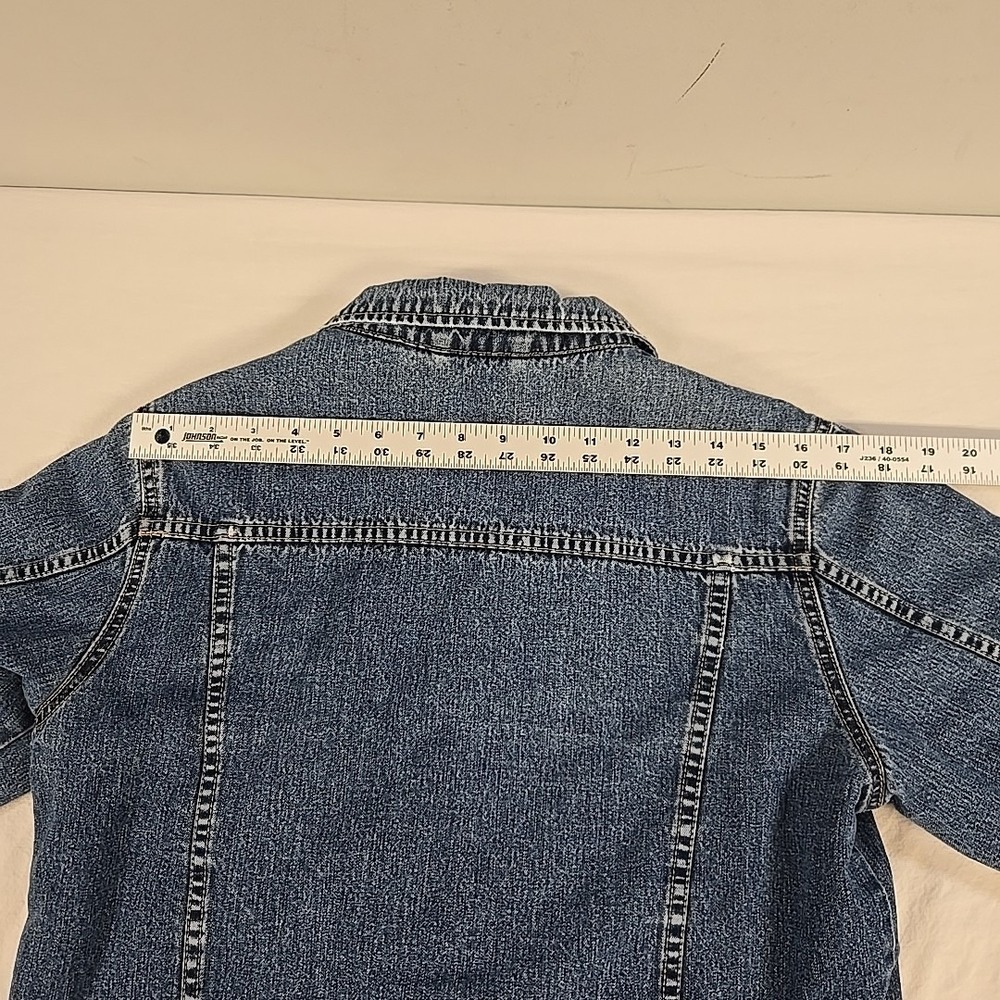 Vintage Old Navy Denim Trucker Jacket Size Medium Fleece Lined Faded Wash Y2K - Picture 12 of 16